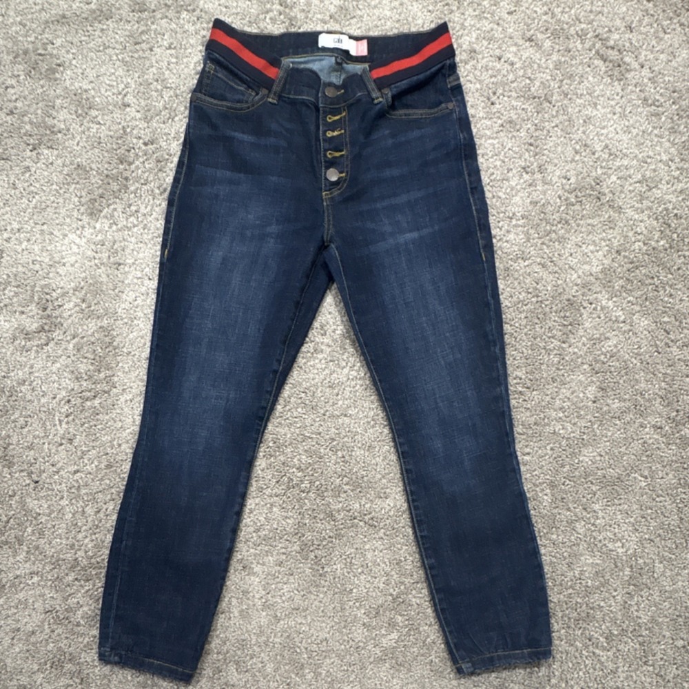 CAbi Women's Skinny Jeans Button Fly Stretch Blue Denim Medium Wash Size 4